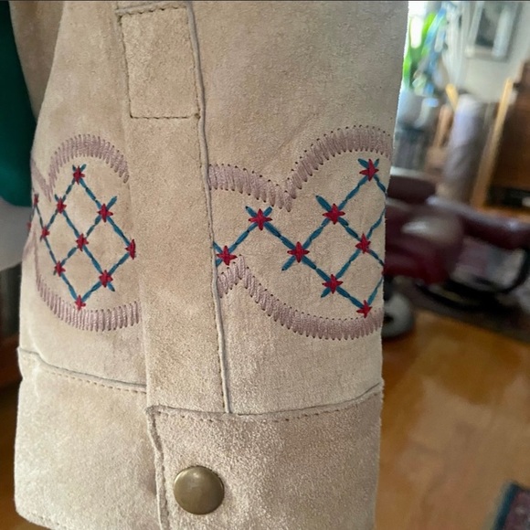 Embroidered Leather/Suede Jacket - Picture 6 of 12